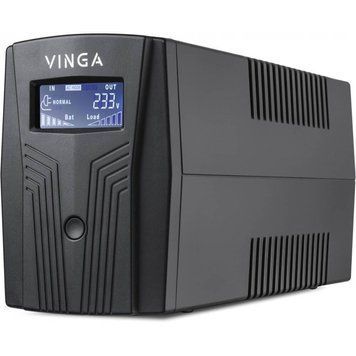 Джерело безперебійного живлення Vinga VPC-800PU 800ВА / 480 Вт з LCD-дисплеєм з USB у пластиковому корпусі 201120 фото