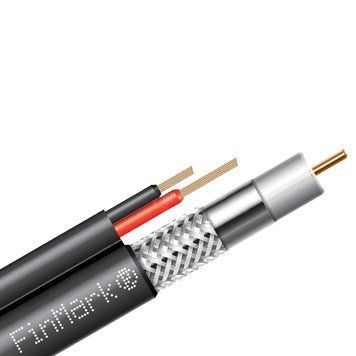 Абонентський коаксіальний кабель FinMark F5967BVcu 2x0.75 POWER зі струмопровідними провідниками (чорний, 305 м) 114666 фото