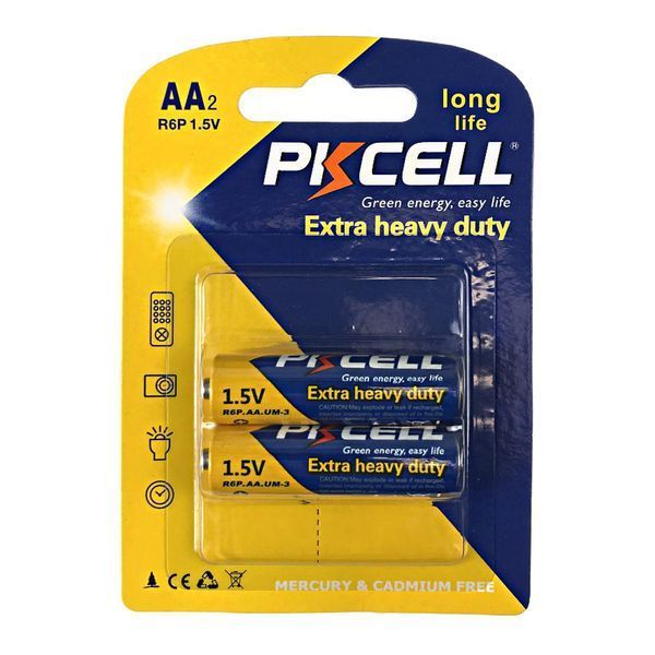Комплект з 20 батарейок PKCELL Extra Heavy Duty AA R6P 1.5V по 2шт./блістер 2554521 фото