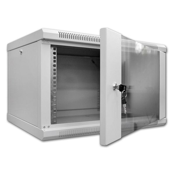 Шафа серверна SteelNet 9U 600 x 350 для мережевого обладнання (скло, сірий) 264032 фото