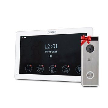 Відеодомофон 10" BCOM BD-1070FHD White + Відеопанель Tantos Triniti FHD 2405471 фото