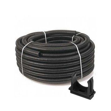 Комплект: гофротруба 220 TM Professional D 32 мм (25 м) чорний + кліпси для гофри 32 мм (50 шт/уп) чорна 1154591 фото