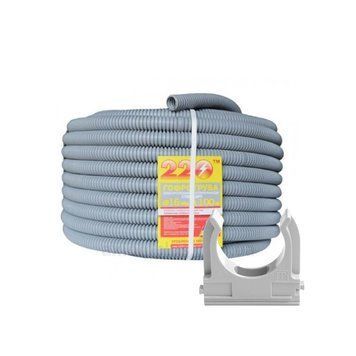 Комплект: гофротруба 220 TM Standart D 25 мм (50 м) сіра + кліпси для гофри 25 мм (50 шт/уп) сіра 1154501 фото